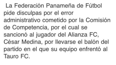 Fepafut pide disculpas y deja sin efecto multa a Bombo Medina