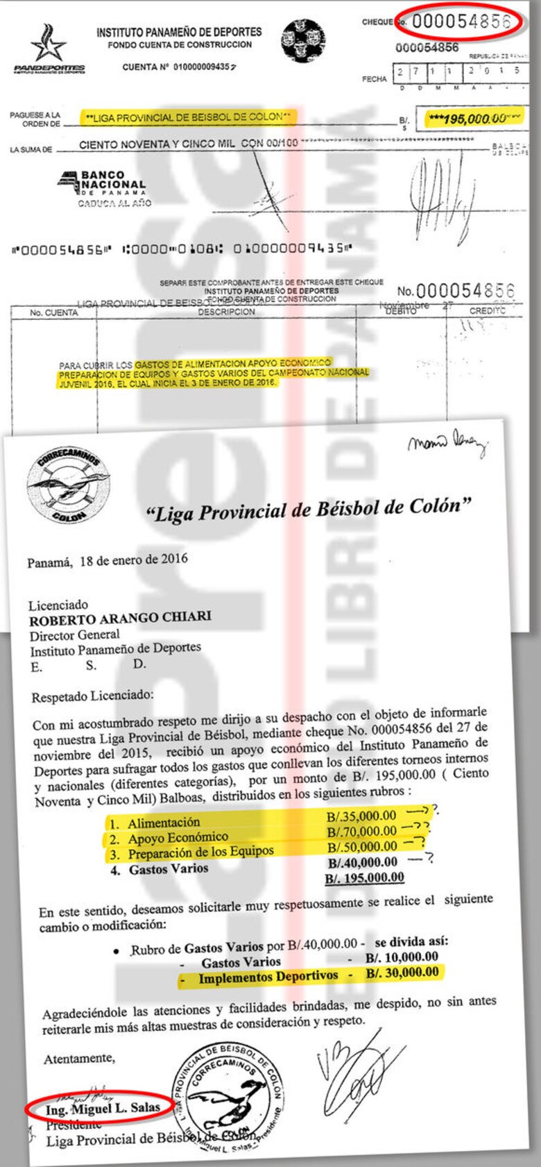 Planilla legislativa en Pandeportes