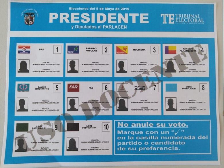 Tribunal Electoral denuncia que circula una falsa papeleta de candidatos a la Presidencia
