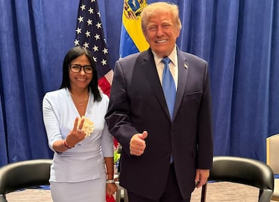 Donald Trump y Delcy Rodríguez se reúnen por primera vez en Nueva York