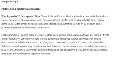 Gobierno de Donald Trump felicita al presidente electo panameño Laurentino Cortizo