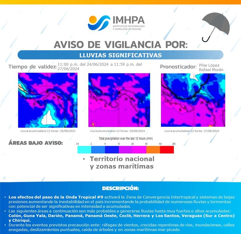 Emiten aviso de vigilancia por la incursión de la onda tropical #9 de la temporada
