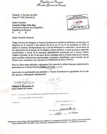 Fiscalía de Cuentas solicita a la Contraloría que examine el manejo de los fondos para el corredor de las playas