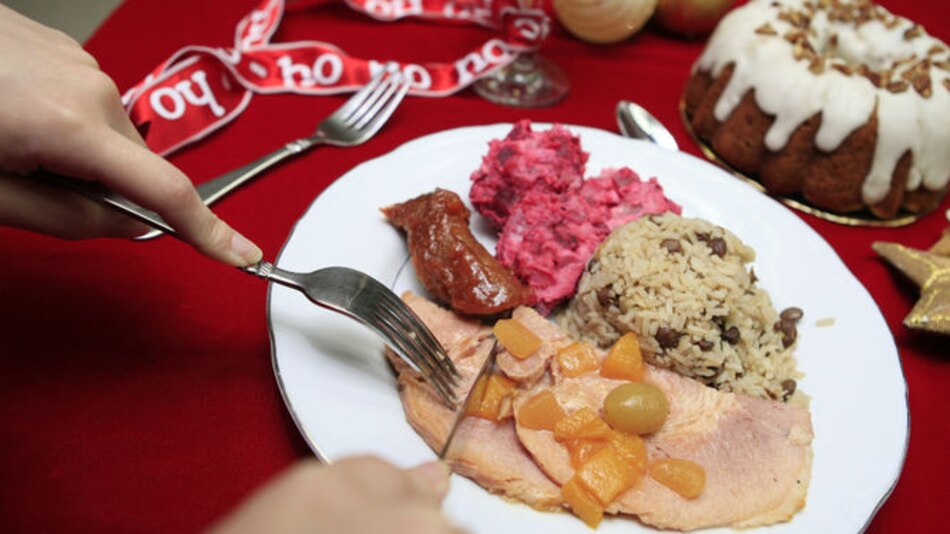 La cantidad de calorías de una cena de Navidad