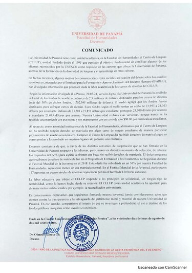 Auxilios económicos: Universidad de Panamá niega que recibió fondos del Ifarhu para cursos de idiomas a pesar de reportes oficiales