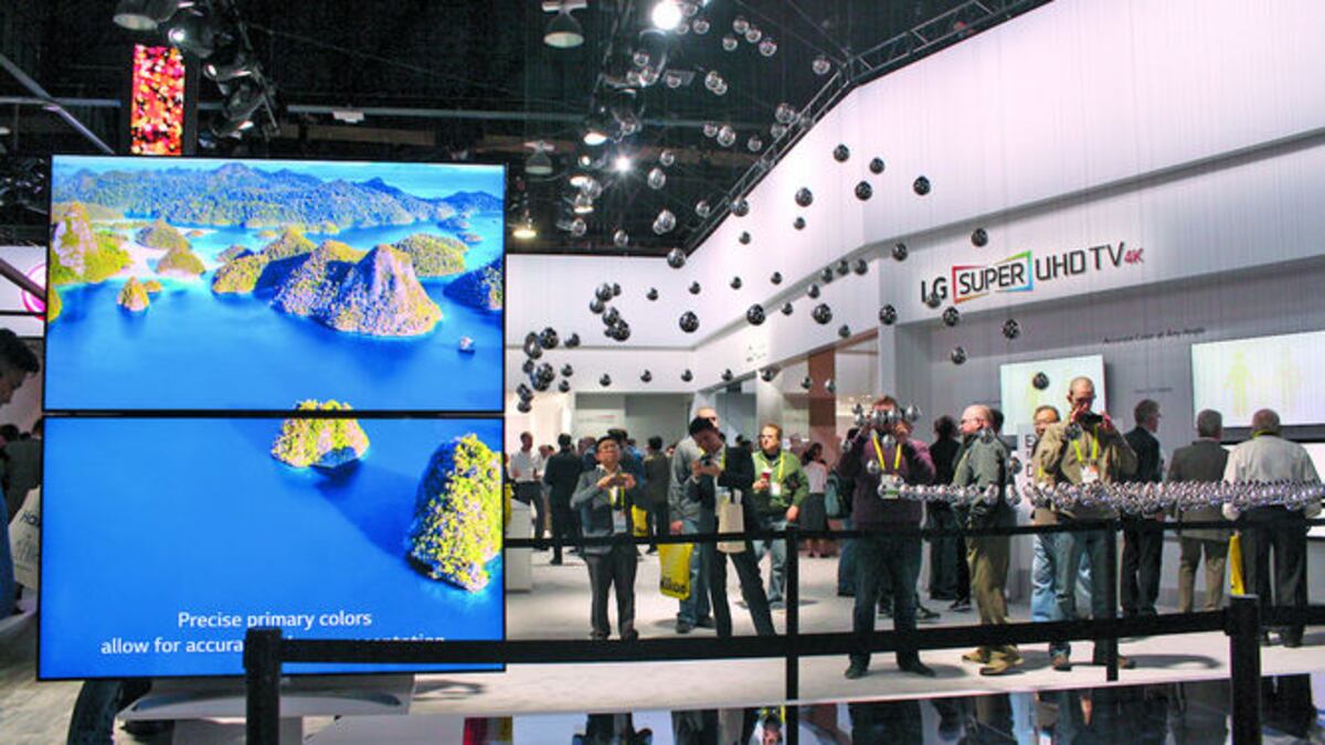 Pabellón de LG, donde se muestra la tecnología de nanopartículas de sus televisores Super UHD.