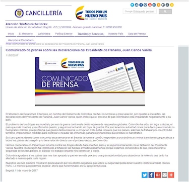 Declaraciones de Varela sobre el proceso de paz son 'injustas e inexactas': Colombia