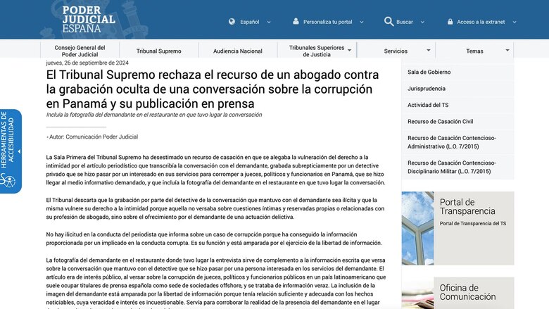 España rechaza la demanda de Janio Lescure para impedir que se informe sobre corrupción en Panamá