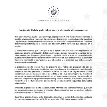 Bukele exige al Legislativo enfocarse en las ‘necesidades del pueblo’