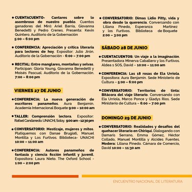 Chiriquí será sede del quinto Encuentro Nacional de Literatura