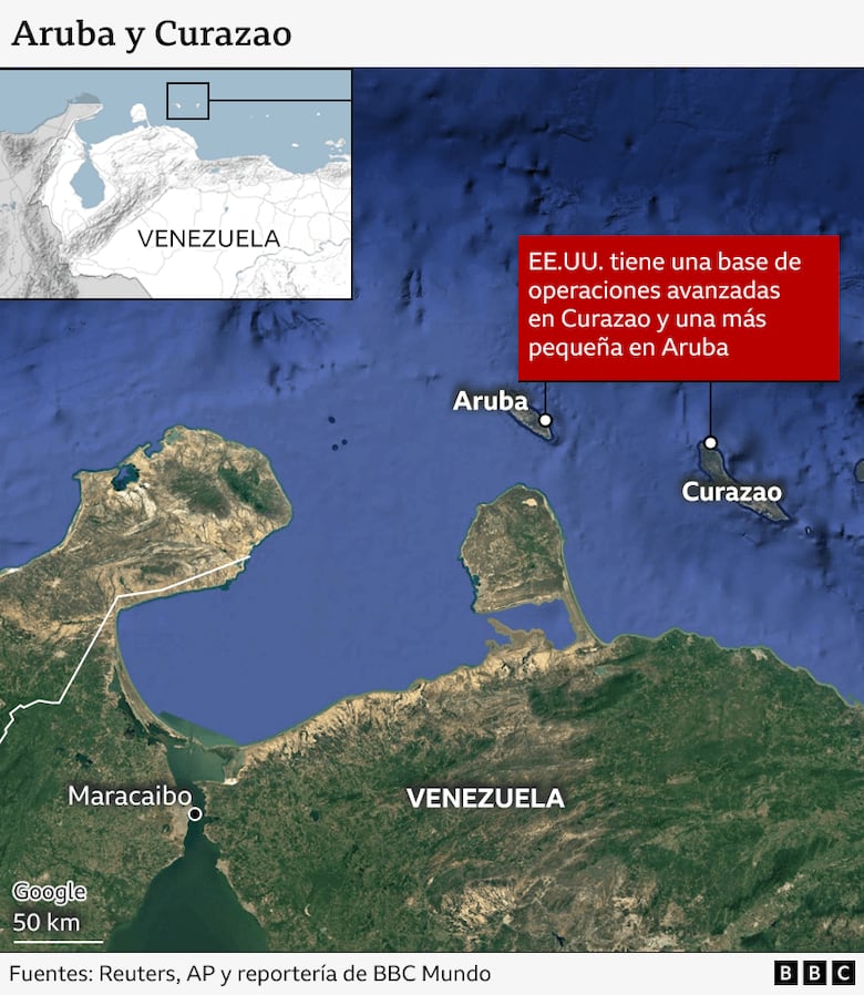 Los mapas que muestran las islas caribeñas que están ayudando a Estados Unidos en sus operaciones militares contra lanchas de Venezuela