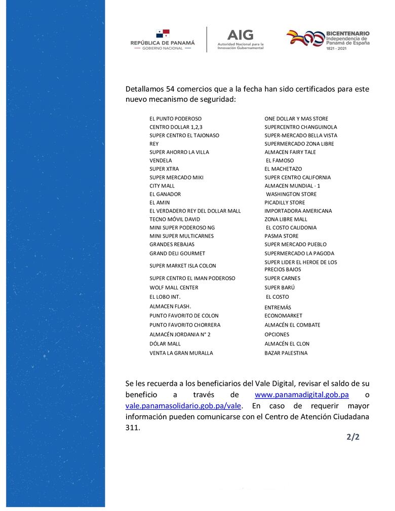 AIG reitera que se pedirá el PIN de seguridad para la utilización del Vale Digital