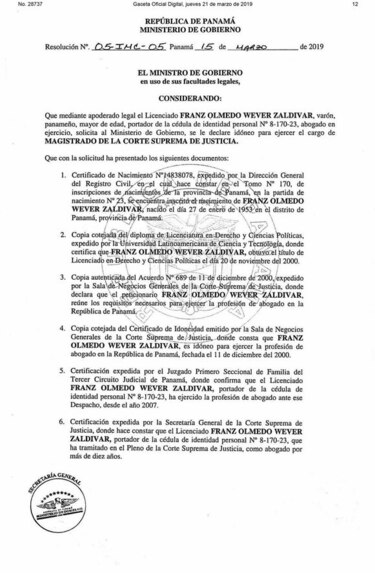 Wever, idóneo para magistrado; no sabe si se postulará al cargo
