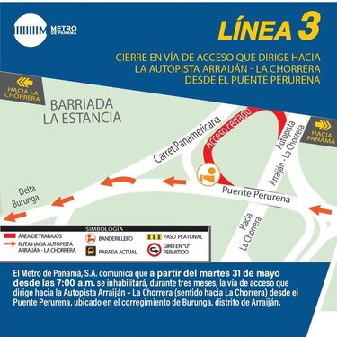 Cierran vía de acceso que dirige hacia la autopista Arraiján-La Chorrera desde el puente Perurena