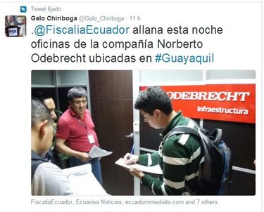 Allanan oficinas de Odebrecht en Ecuador