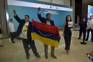 Interrumpen sesión de la OEA, a gritos de 'asesinos' y con la bandera venezolana