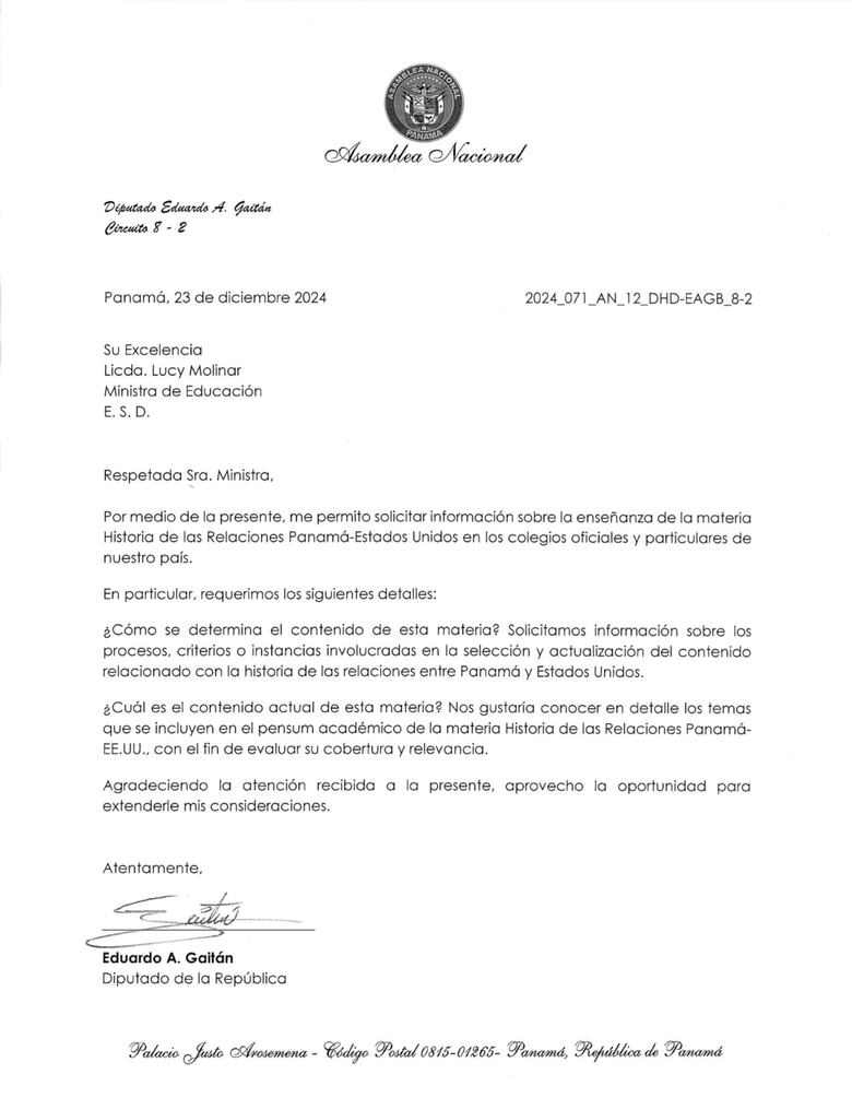 ¿Está el Meduca respetando la Ley 37 sobre la enseñanza de Historia Panamá-EU?