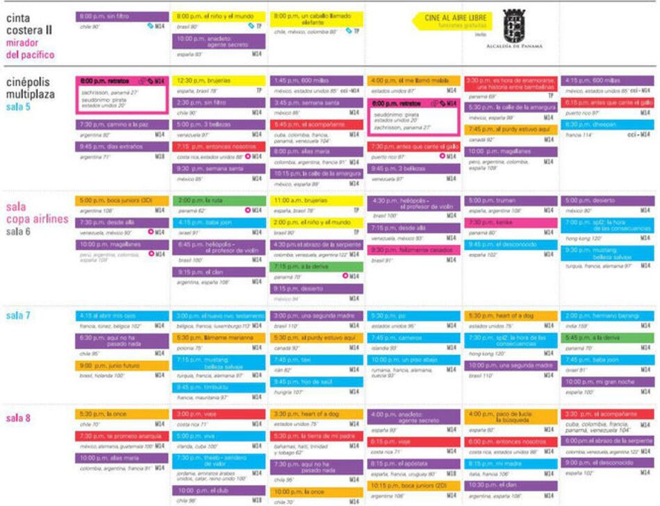 Vea aquí el horario de todas las películas del Festival Internacional de Cine de Panamá