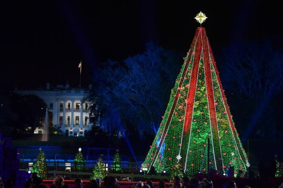 Trump enciende las luces del Árbol Nacional de Navidad
