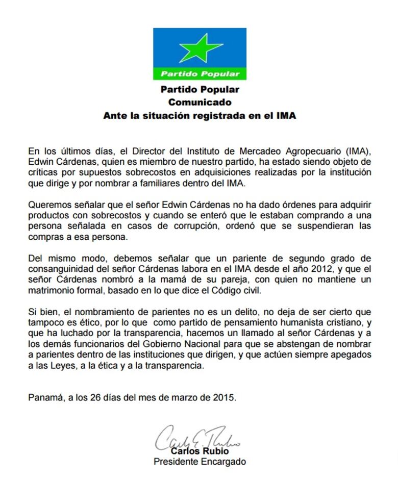 Abren investigación de oficio contra el director del IMA Edwin Cárdenas