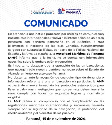 Barco pesquero con bandera panameña es interceptado en España con 4.5 toneladas de cocaína