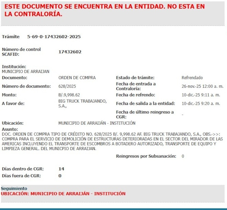 Contraloría refrendó casi $10 mil para demolición del monumento chino antes del operativo nocturno