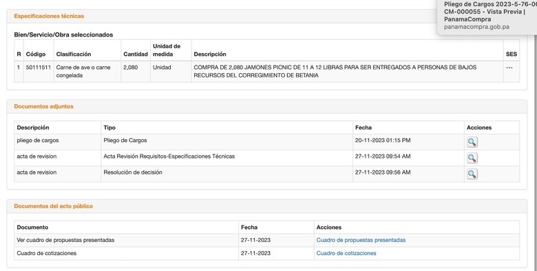 Junta comunal de Betania dice que no ha hecho compras navideñas; Panamá Compra registra lo contrario