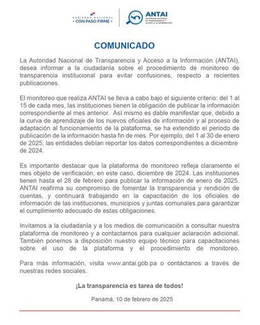 Entidades tienen hasta fin de cada mes para presentar información a la Antai