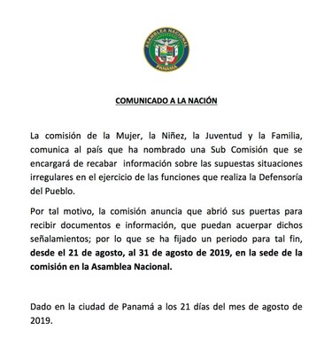 ‘No se tolera ni se permite el acoso en la Defensoría del Pueblo’, dice Alfredo Castillero