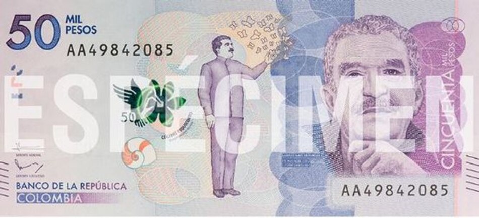 En Colombia circula billete con la imagen de García Márquez