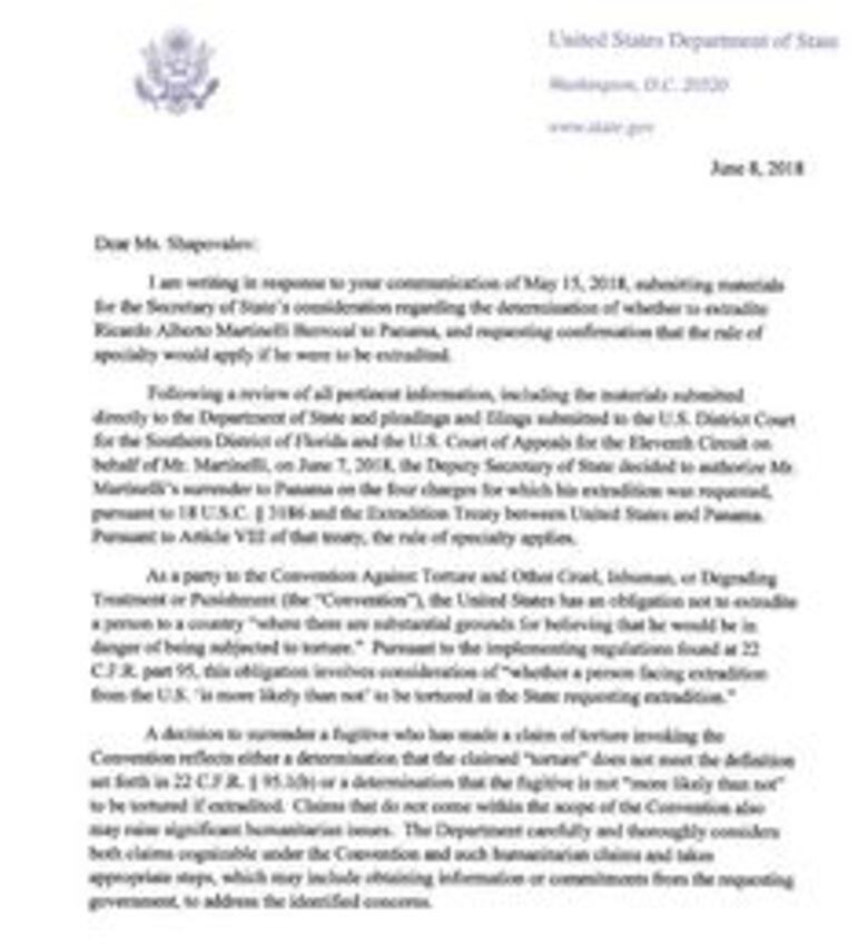 Estados Unidos aprueba la extradición de Ricardo Martinelli a Panamá