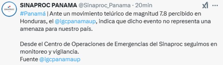 Sismo en el Mar Caribe; Sinaproc dice que no hay una amenaza sobre Panamá
