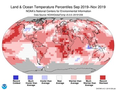 Noviembre 2019, el segundo noviembre más caluroso en 140 años