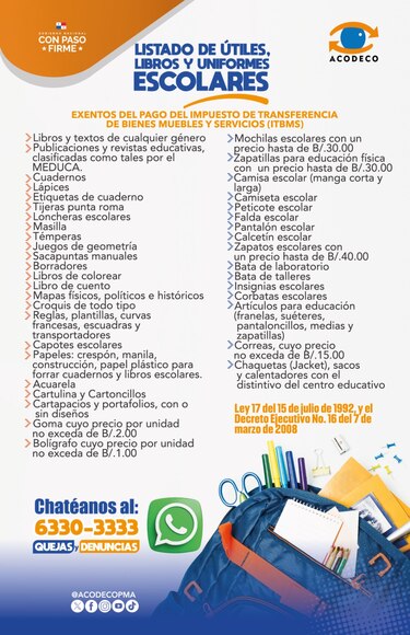 Esta es la lista de artículos escolares exentos del pago del impuesto de 7%