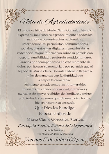 Esposo de Marie Claire González rompe el silencio con un mensaje de agradecimiento