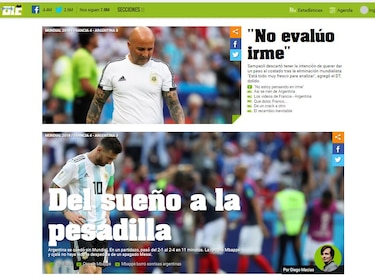 El desconsuelo se adueña de Argentina tras eliminación de su selección