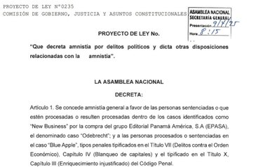 Propuesta de ley de Amnistía: Comisión de Gobierno de la Asamblea discutirá su futuro este martes