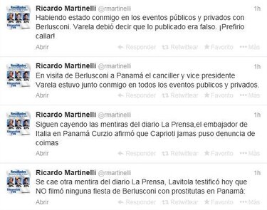 Martinelli desmiente a Capriotti y pide respaldo de Juan Carlos Varela
