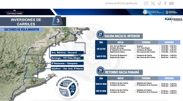 Atención a la inversión de carriles; más de 175 mil vehículos estiman que se desplazarán al interior del país por Carnavales