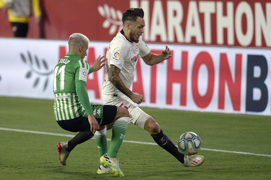 “Pegamos primero”, celebró Lucas Ocampos, el héroe del Sevilla en el retorno del fútbol español