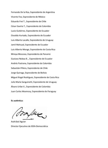 27 expresidentes piden a la OEA y a la Unión Europea mediar en crisis de Venezuela