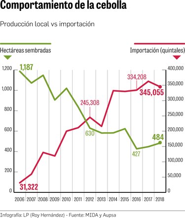 Escasez de cebolla por altos precios y baja producción local