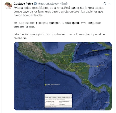 Petro dice que ‘lancheros’ sobrevivieron a un ataque de Estados Unidos en el Pacífico