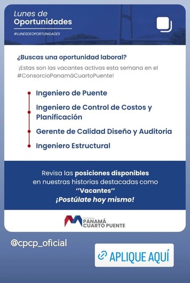 Nuevos puestos disponibles en el Cuarto Puente sobre el Canal de Panamá