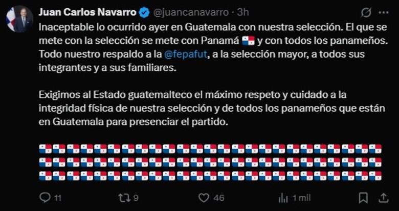 Defensor del Pueblo exige a Guatemala condenar agresiones contra la selección de Panamá