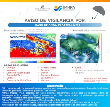 Emiten aviso de vigilancia por el paso de una onda tropical