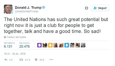 Donald Trump: 'la ONU es solo un club de personas que se reúnen, conversan y la pasan bien. ¡Qué tristeza!'
