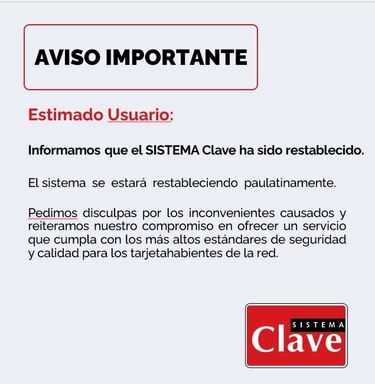 Telered informa que el sistema Clave fue restablecido