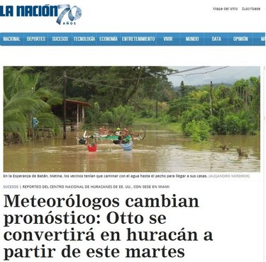Costa Rica ordena evacuación de costa del Caribe por tormenta Otto