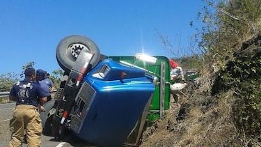 Vuelco de camión  provoca pérdidas a ganadero